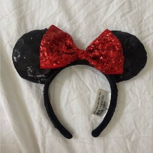 Sequin Disney Mouse Ears Headband with Red Bow
